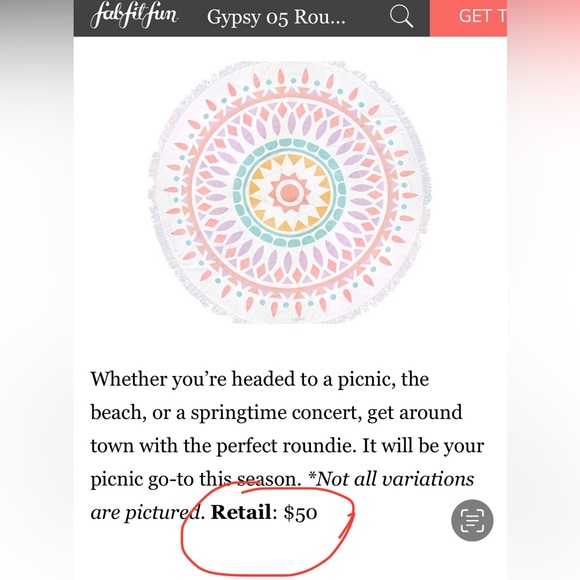 Brand New!! GYPSY Boho Beach Roundie Blanket, 62.5” diameter - Picture 3 of 5